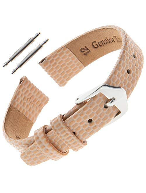 Gilden 10-14mm Ladies Flat Lizard-Grain Calfskin Leather Watch Strap F40