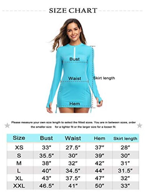 HISKYWIN Women's Long Sleeve UV Sun Protection Rash Guard Side Adjustable Wetsuit Swimsuit Top