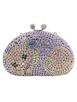 Women Rhinestone Evening-Bag Chain Wedding Clutch-Purse Luxury Handbag Cat