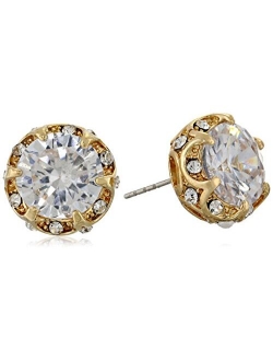 "Cz Ears" Crystal Cubic Zirconia Ruffled Round Stud Earrings