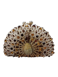 Ladies Crystal Handbag Wedding Evening-Bag Chain Luxury Women Clutch-Purse Peacock