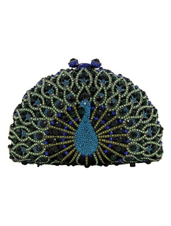 Ladies Crystal Handbag Wedding Evening-Bag Chain Luxury Women Clutch-Purse Peacock