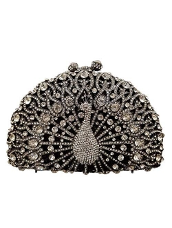 Ladies Crystal Handbag Wedding Evening-Bag Chain Luxury Women Clutch-Purse Peacock