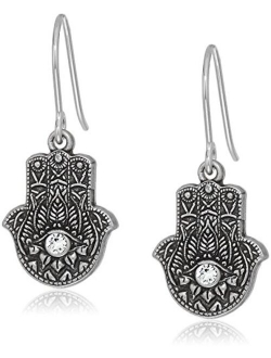 Womens Hand of Fatima Hook Drop Earrings, Rafaelian