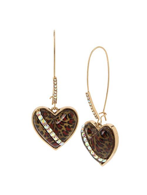 Betsey Johnson Leopard Heart Dangle Earrings