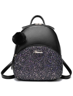 Girls Cute Sequin Leather backpack Purse Satchel School Bags Casual Travel Daypacks for Womens