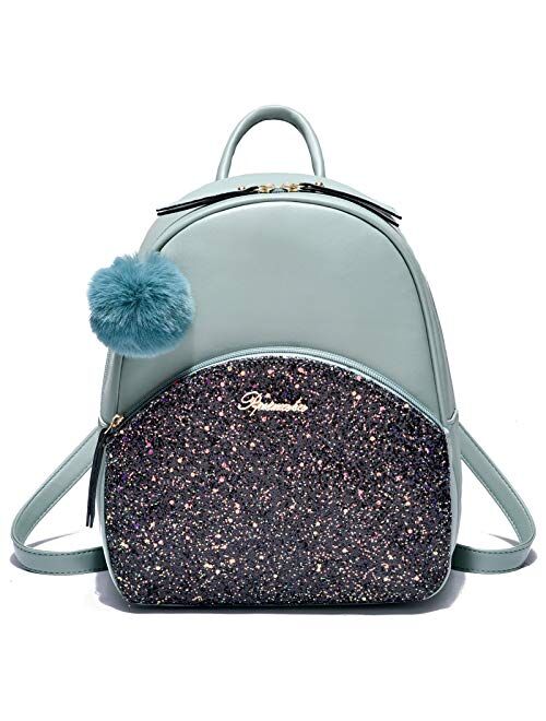 Girls Cute Sequin Leather backpack Purse Satchel School Bags Casual Travel Daypacks for Womens