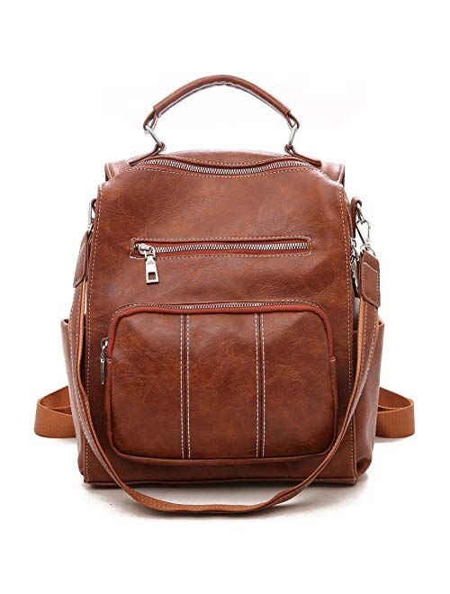 Women's Fashion Purse Backpack Multipurpose Design Handbags and Shoulder Bag PU Leather Travel bag