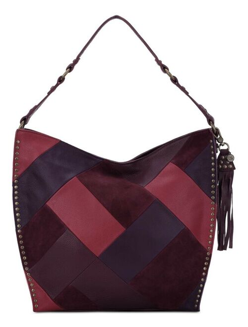 H85 The Sak Elliot Lucca Purple Silverlake Patchwork Leather Hobo Handbag