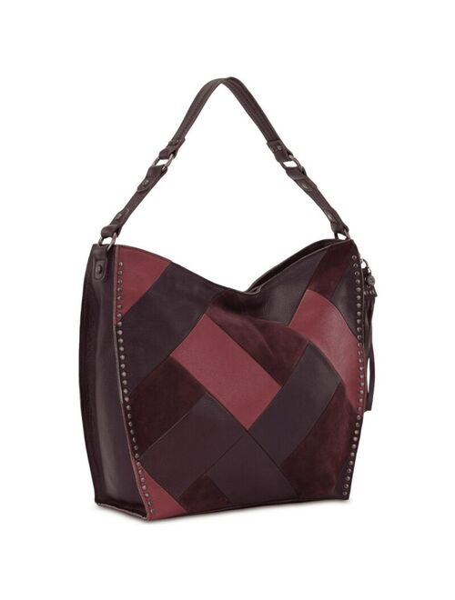 H85 The Sak Elliot Lucca Purple Silverlake Patchwork Leather Hobo Handbag