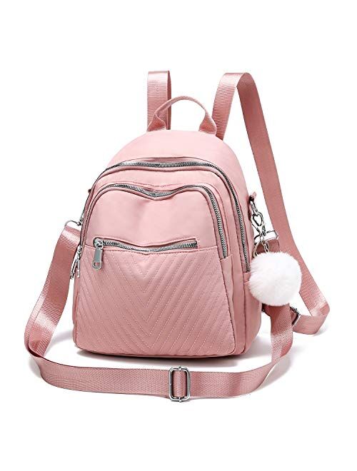 Backpack Purse for Women Fashion Mini Backpack Nylon Quilted Backpack Bookbag purse for Girls Shoulder Bag