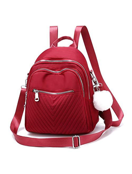 Backpack Purse for Women Fashion Mini Backpack Nylon Quilted Backpack Bookbag purse for Girls Shoulder Bag