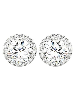 1-5 Carat Round Halo Diamond Earrings 14K Gold Value Collection Screw Back
