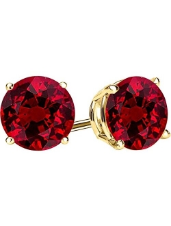 1/2-10 Carat Total Weight Natural Ruby Stud Earrings 4 Prong Push Back