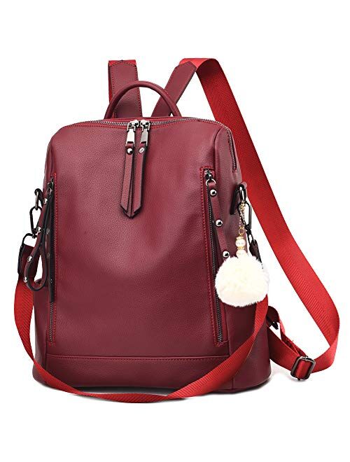 Backpack Purse for Women Multi-pocket Large Capacity Leather Shoulder Bag Multi-purpose Cute Backpack for Girls