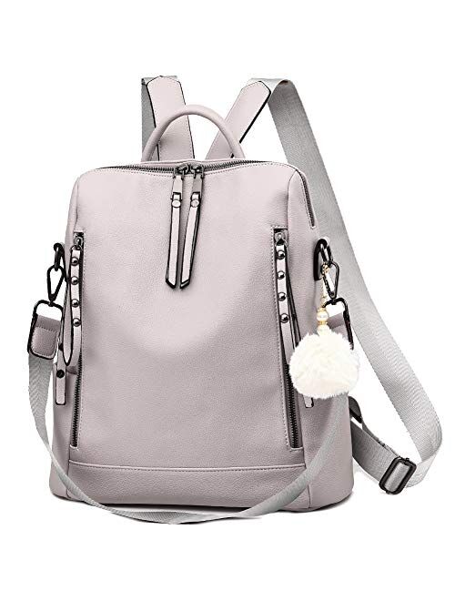 Backpack Purse for Women Multi-pocket Large Capacity Leather Shoulder Bag Multi-purpose Cute Backpack for Girls