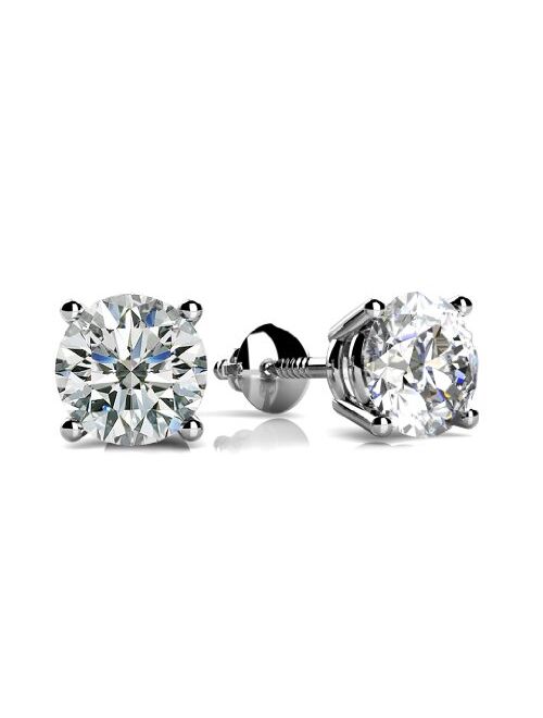 3.00 ct Size Round Cut Cubic Zirconia Stud Earrings in Screw Back