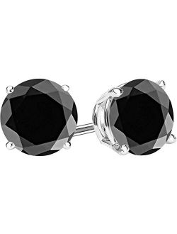 1/2-10 Carat Total Weight Black Diamond Stud Earrings 4 Prong Push Back