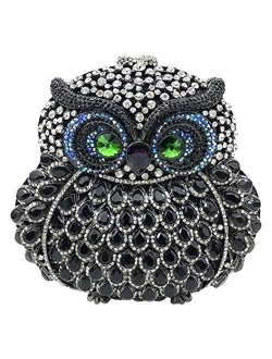 Women Rhinestone Handbag Wedding Ladies Evening-Bag Chain Luxury Clutch-Purse Owl