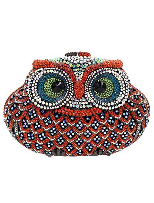 Women Rhinestone Handbag Wedding Ladies Evening-Bag Chain Luxury Clutch-Purse Owl