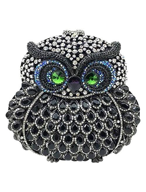 Women Rhinestone Handbag Wedding Ladies Evening-Bag Chain Luxury Clutch-Purse Owl