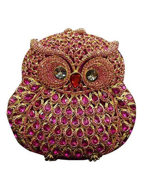 Women Rhinestone Handbag Wedding Ladies Evening-Bag Chain Luxury Clutch-Purse Owl