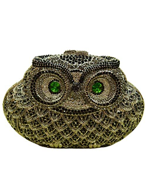 Women Rhinestone Handbag Wedding Ladies Evening-Bag Chain Luxury Clutch-Purse Owl