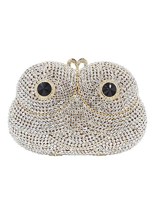 Womens Shoulder Evening-Bag Chain Diamond Bridal Clutch-Purse Luxury Handbag Frog