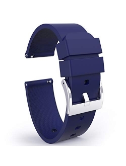 Wellfit Watch Strap, Soft Silicone Quick Release Watch Band, Stainless Steel Buckle, Choose Color & Width,18mm, 20mm, 22mm, Silky Smooth Rubber Watch Bands