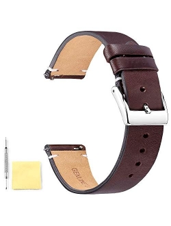 BINLUN Genuine Leather Watch Straps Quick Release Leather Watch Bands with Stainless Metal Buckle Clasp for Men Women 12mm 14mm 16mm 18mm 20mm 22mm 24mm