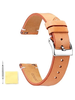 BINLUN Genuine Leather Watch Straps Quick Release Leather Watch Bands with Stainless Metal Buckle Clasp for Men Women 12mm 14mm 16mm 18mm 20mm 22mm 24mm