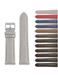 StrapsCo Perforated Leather Rally Quick Release Watch Band Strap - Choose Your Color - 18mm 20mm 22mm 24mm