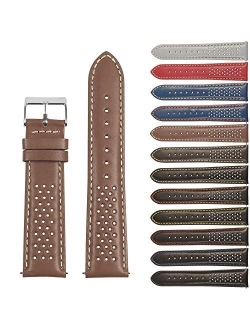 StrapsCo Perforated Leather Rally Quick Release Watch Band Strap - Choose Your Color - 18mm 20mm 22mm 24mm