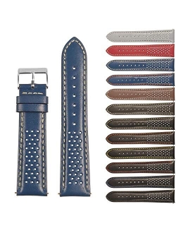 StrapsCo Perforated Leather Rally Quick Release Watch Band Strap - Choose Your Color - 18mm 20mm 22mm 24mm