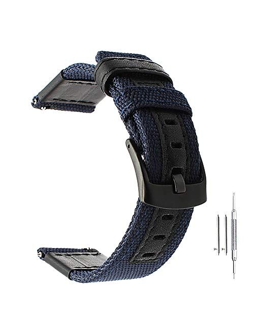 Premium Nylon Canvas Fabric Replacement Watch Bands Canvas Watch Band Military Army Men Women Black