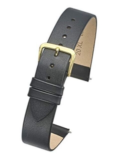 ALPINE Genuine thin leather watch band - flat slim leather watch strap in Extra Long Length for WIDER WRISTS ONLY- Black, Brown in Sizes 12XL, 14XL, 16XL, 18XL, 20XL (fit