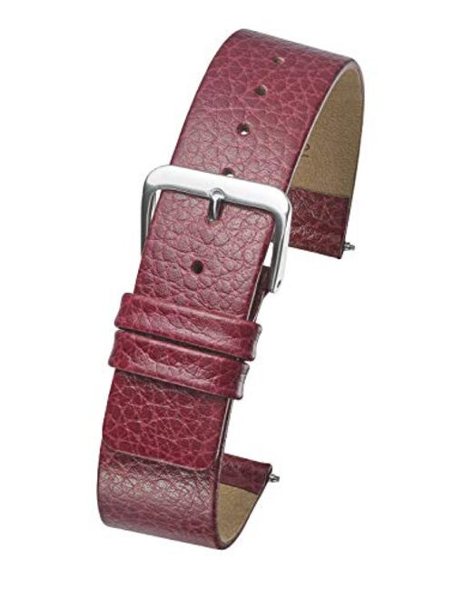 ALPINE Genuine leather watch band - Smooth flat leather watch strap 12mm, 14mm, 16mm, 18mm, 20mm - black, tan, burgundy, pink, blue, green, purple, yellow