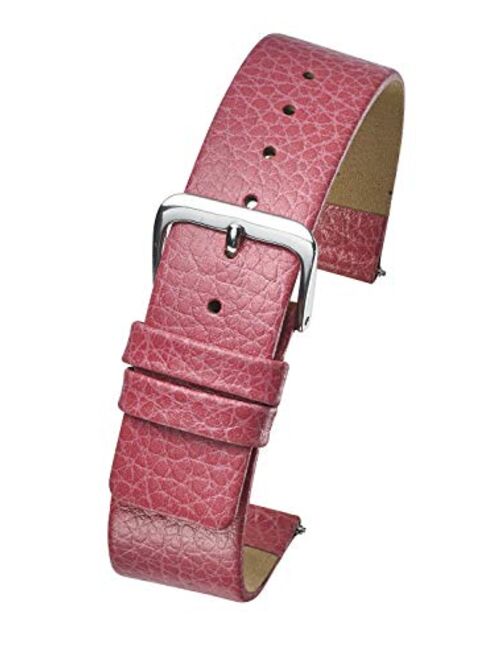 ALPINE Genuine leather watch band - Smooth flat leather watch strap 12mm, 14mm, 16mm, 18mm, 20mm - black, tan, burgundy, pink, blue, green, purple, yellow