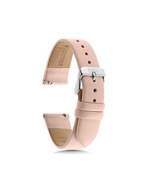 18mm Women's Watch Bands, 14mm Watch Bands, 16mm Watch Bands, 20mm Women's Leather Watch Bands, Easy Interchangeable Watch Band, Quick Release Pin, Silver Buckle, Fits Ma