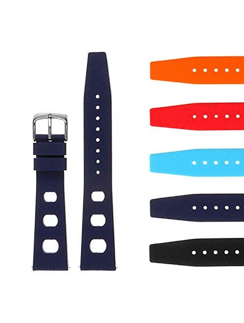 StrapsCo Silicone Rubber Vintage Rally Quick Release Watch Band Strap - Choose Your Color - 18mm 19mm 20mm 21mm 22mm