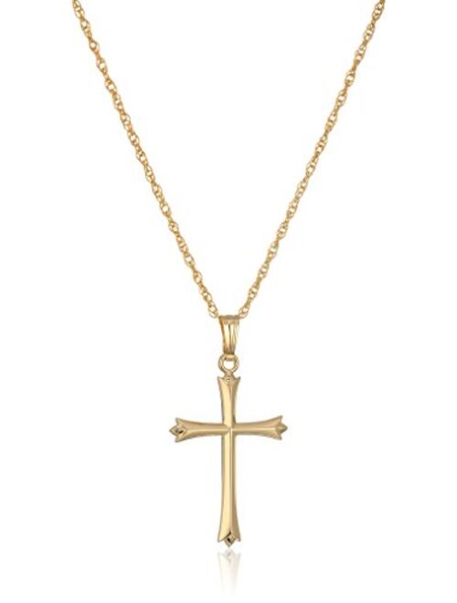 Amazon Collection Ladies' 14k Gold Filled Polished Embossed Cross Pendant Necklace, 18"