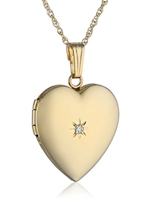 14k Gold Heart Locket Necklace with Diamond-Accent, 18"