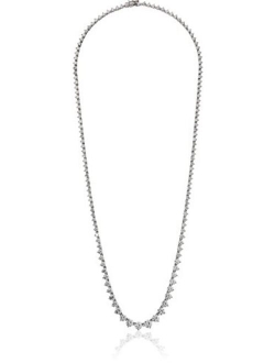 Platinum-Plated Sterling Silver Swarovski Zirconia Round-Cut Graduated Riviera Necklace