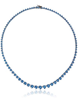 Platinum-Plated Sterling Silver Swarovski Zirconia Round-Cut Graduated Riviera Necklace