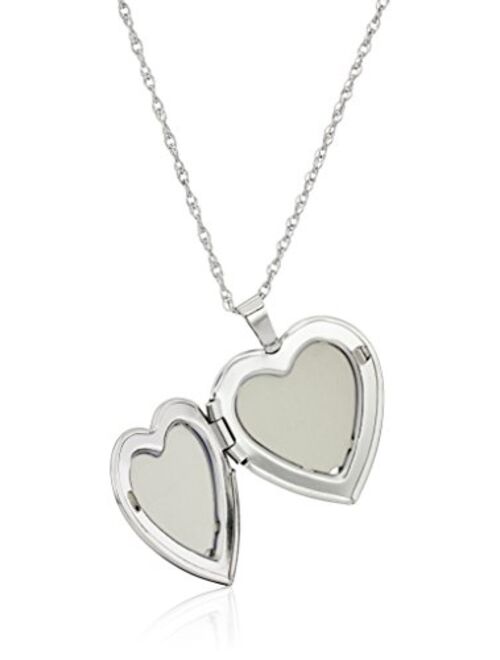 Sterling Silver Heart with Hand Engraved Butterfly Locket Necklace, 18"