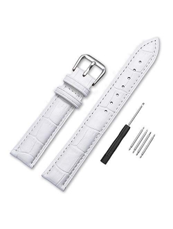 Narako Alligator Style Genuine Leather Watch Bands, Calf Leather Replacement Watch Strap 12mm, 14mm, 16mm, 18mm, 20mm, 22mm, 24mm for Men and Women