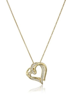 Sterling Silver and Diamond Double Heart Pendant Necklace (1/10 cttw, I-J Color, I2-I3 Clarity), 18"