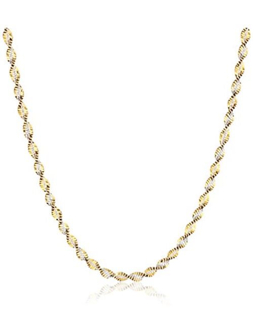 Sterling Silver 18k Gold Two Tone 2.3mm Twisted Butterfly Chain Necklace