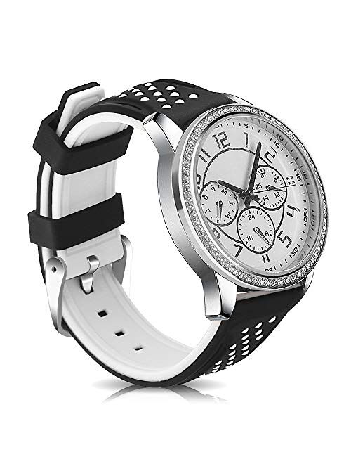 Narako Quick Release Silicone Watch Bands Divers Model Replacement Rubber Watch Strap 20mm 22mm 24mm 26mm Waterproof dot Bicolor Silver Buckle for Men and Women Sport