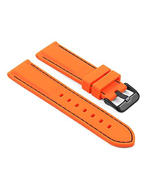 StrapsCo Silicone Rubber Divers Sport Quick Release Watch Band Strap - Choose Your Color - 18mm 20mm 22mm 24mm